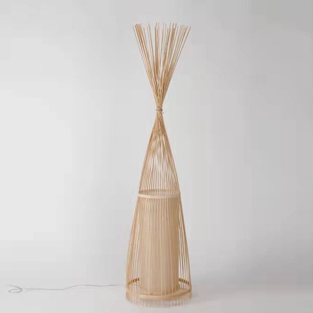 Japanese Bamboo Floor Lamp, Wooden Floor Lantern – indochinadecor