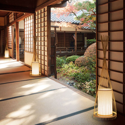 Japanese Bamboo Floor Lamp, Wooden Floor Lantern