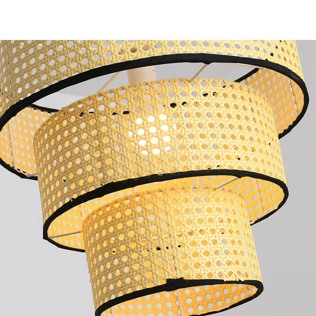 Tiered Rattan Pendant Light - Unique Layered Design