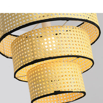 Tiered Rattan Pendant Light - Unique Layered Design