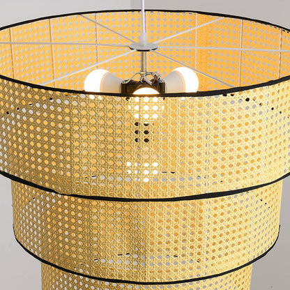 Tiered Rattan Pendant Light - Unique Layered Design