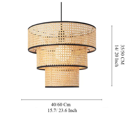 Tiered Rattan Pendant Light - Unique Layered Design