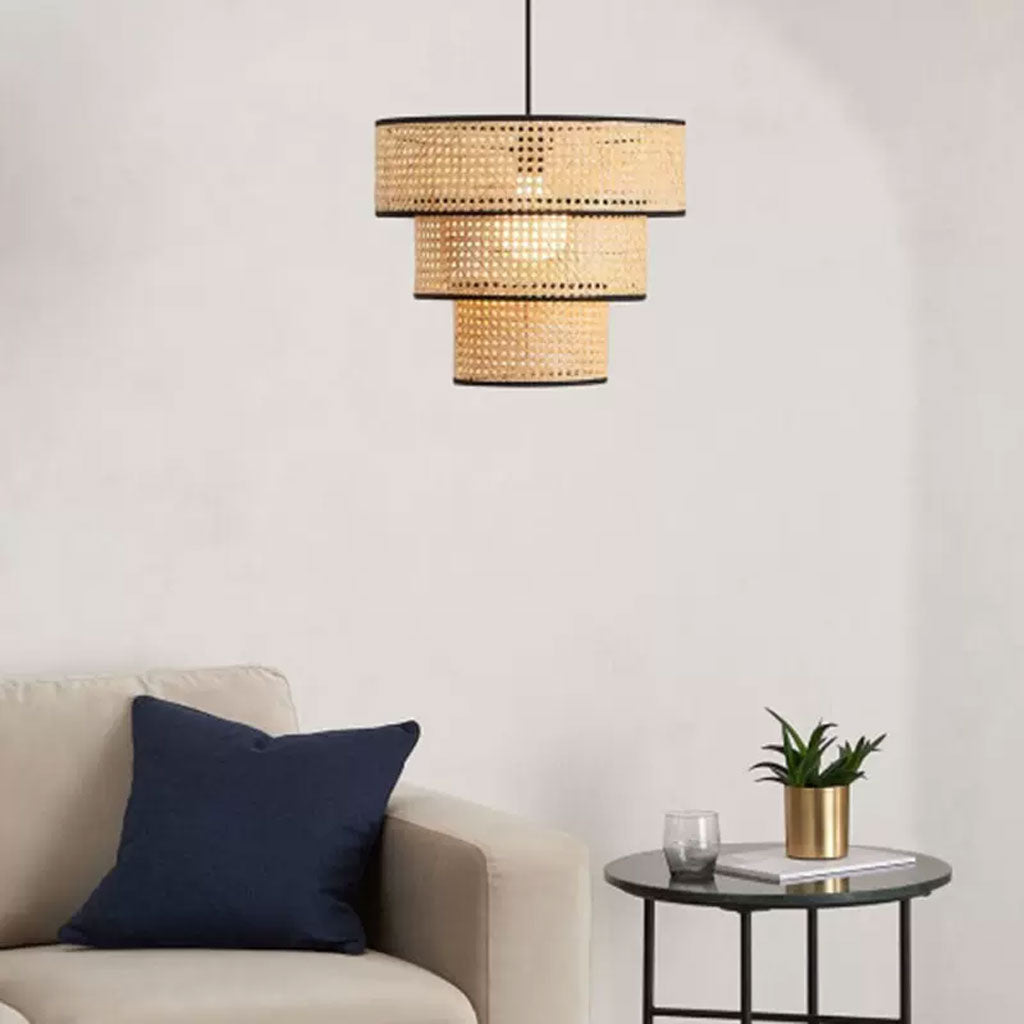 Tiered Rattan Pendant Light - Unique Layered Design