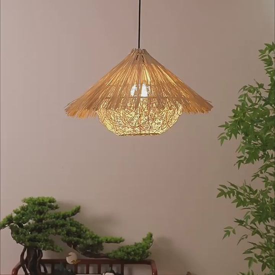 boho rattan pendant light bamboo lampshades