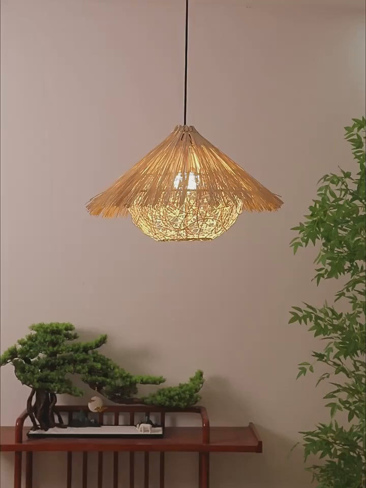 boho rattan pendant light bamboo lampshades