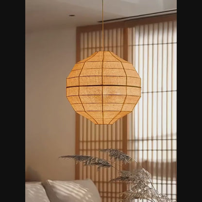 Linen Pendant Light – Japanese Wabi Sabi Lantern Hanging Lamp