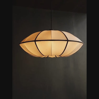 Japanese Lantern Pendant Light – Modern Wabi Sabi Fabric Hanging Lamp