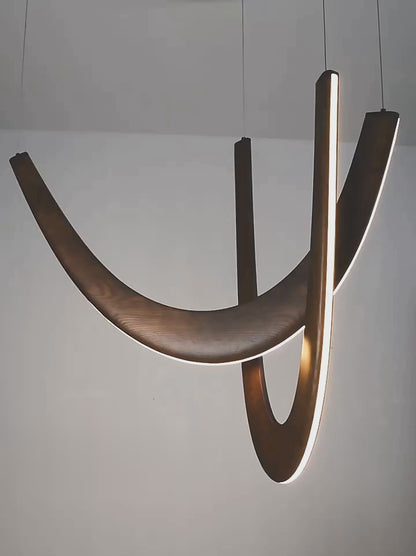 Sculptural Wabi Sabi Chandelier, Modern Wood Pendant Light for Dining Room