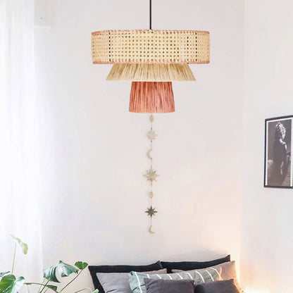 bohemian rattan raffia pendant light