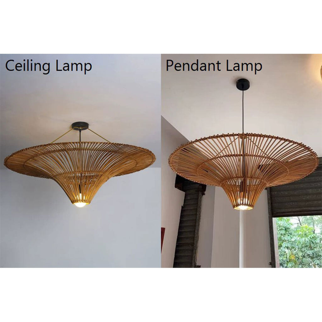 rattan flush mount ceiling lamp