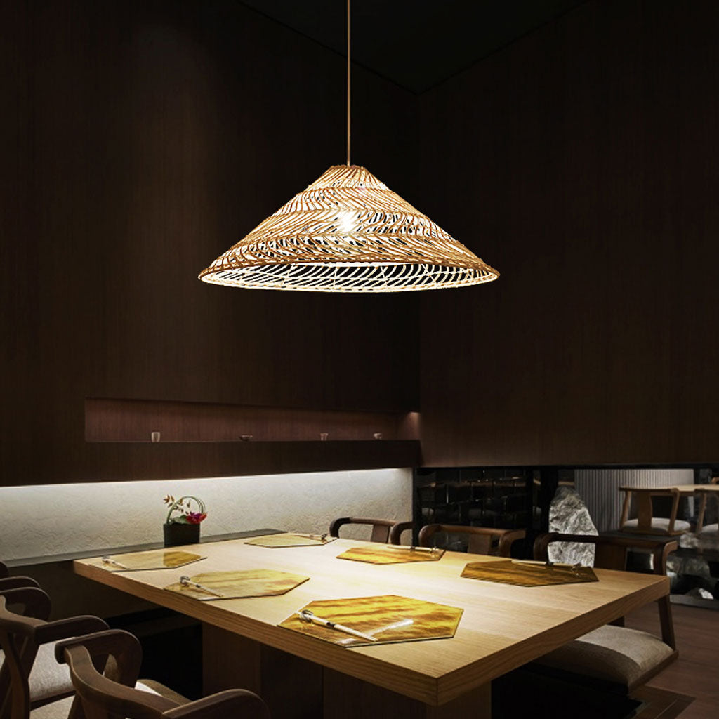 Cone Rattan Pendant Light | Bohemian Chic Ceiling Lamp – indochinadecor