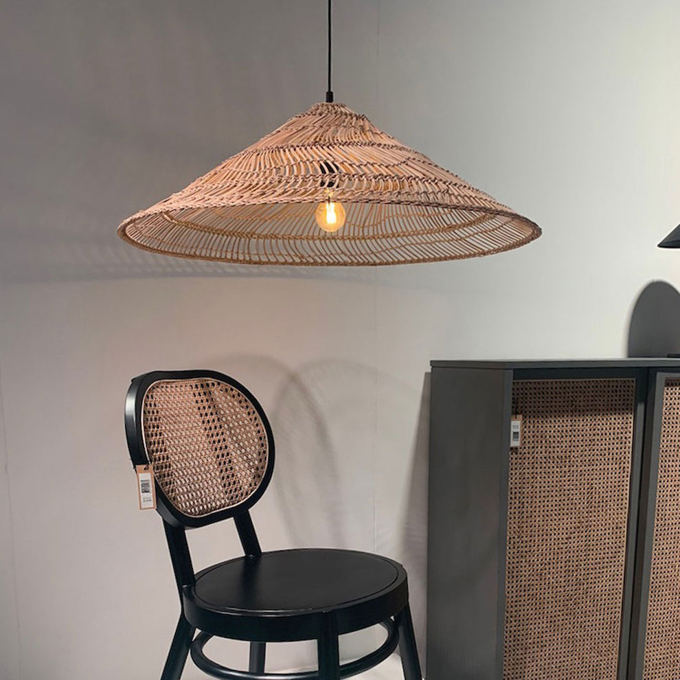 Cone Rattan Pendant Light | Bohemian Chic Ceiling Lamp – indochinadecor