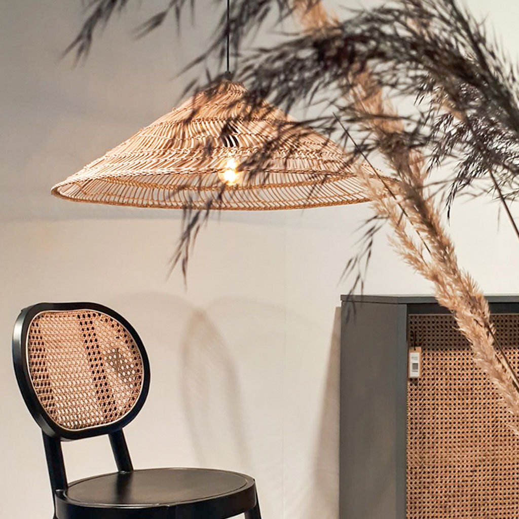 Cone Rattan Pendant Light | Bohemian Chic Ceiling Lamp – indochinadecor