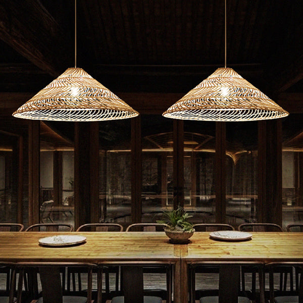 Cone Rattan Pendant Light | Bohemian Chic Ceiling Lamp – indochinadecor