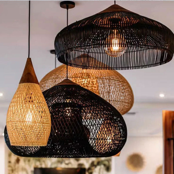 rustic rattan pendant lights