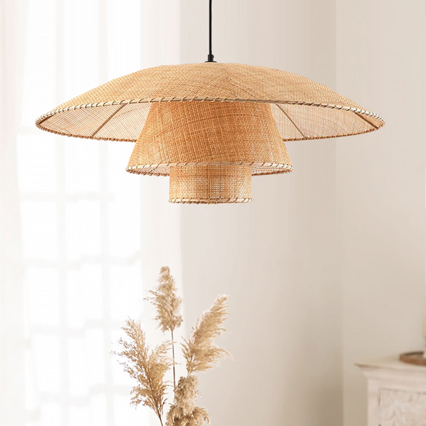 Vintage Rattan Lamp, Rattan Pendant Lights, Wicker Lampshade