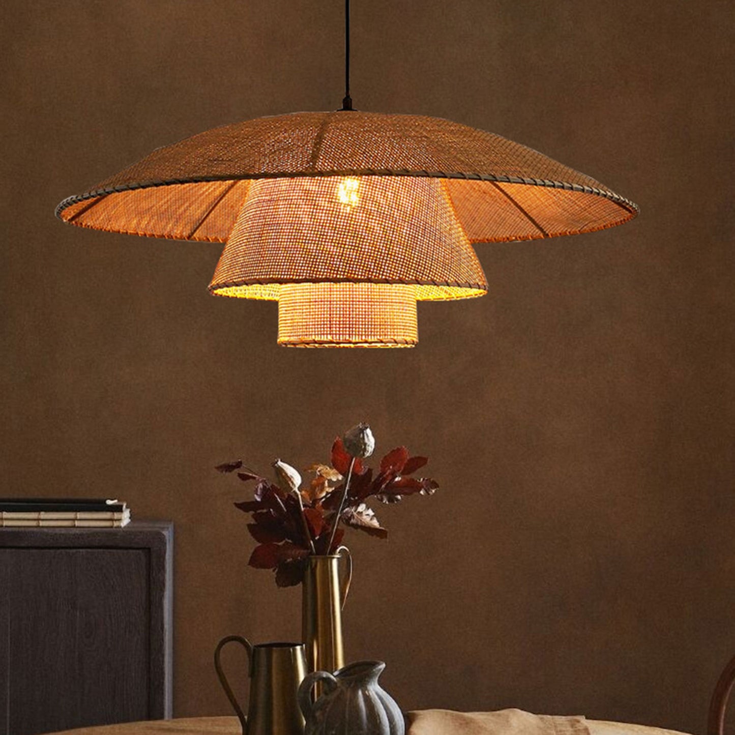 Vintage Rattan Lamp, Rattan Pendant Lights, Wicker Lampshade