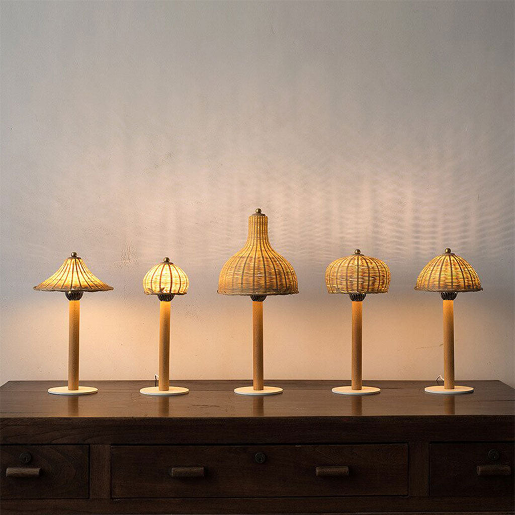 creative rattan wooden table lamp