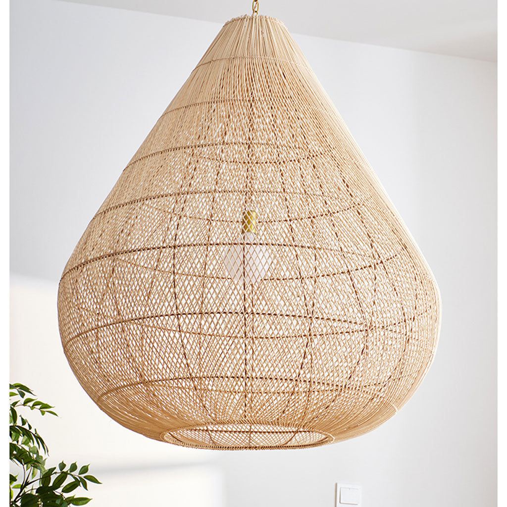 Wabi-Sabi Style Living Room Chandelier, Handwoven Rattan Pendant Light ...